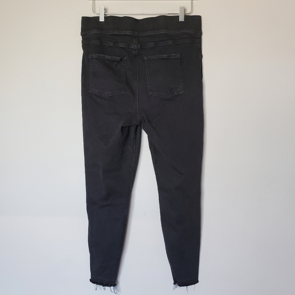 SPANX Jeans Vintage Distressed Ankle Comfy Pull-on Black Elastic High Rise Waist - Picture 5 of 5